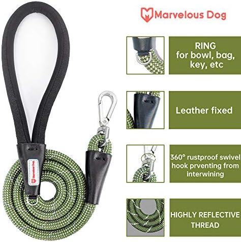 KLCW Marvelous Medium Dog Leash Dog chumbo, 4 pés de corda pesada coleira, trela para cães médios, trenando coleira para cães pequenos