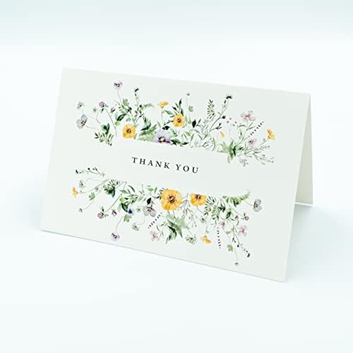 GOOJI 4X6 FLORAL Agradecemos cartões com envelopes combinando envelopes rústicos de casca e sela | Vários a granel, flores