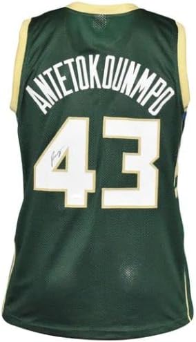 Thanasis Antetokounmpo assinou a camisa de basquete verde de Milwaukee - JSA COA