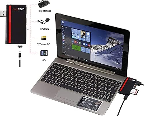 Navitech 2 em 1 laptop/tablet USB 3.0/2.0 Adaptador de hub/micro USB Entrada com SD/micro sd leitor de cartão compatível com Dell