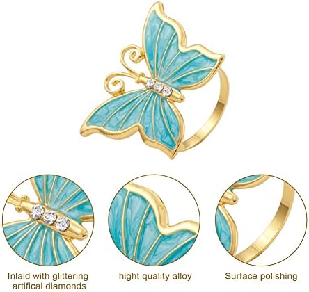 Beadthoven 8pcs Butterfly Napkin Rings Gold Yleloy Rings Agundante do guardana