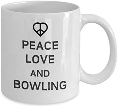 Peace Love e Bowling Tea caneca jogador de colegas de trabalho Filme de vaso hobby Viagem Copo presente