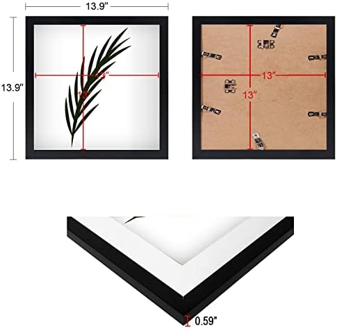 Naokboee 13x13 quadro de imagem em preto - formatos horizontais e verticais para parede - molduras com plexiglass resistentes a quebra