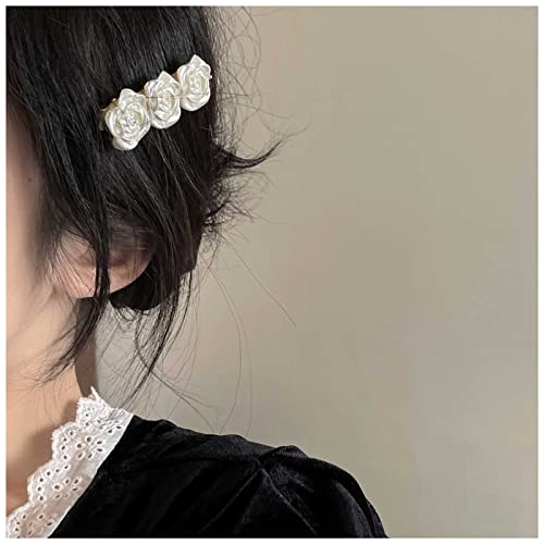 Yheakne boho flor clipe camellia barrette clipe prata flor blerette elegante clipe de cabeceira acessórios de cabelo decorativos