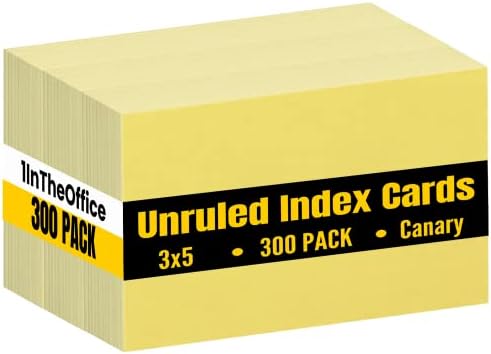 1 MACHOFICE ÍNDICE CARTS DE ÍNDICE CANARY AMARELO 3X5, PARTIMAS DE ÍNDICE BLANK, 3 x5, 300 pacote