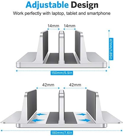 Omoton [versão atualizada da doca] Laptop vertical Stand, suporte de suporte de mesa duplo com doca ajustável, se encaixa