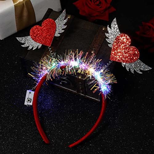 Dia dos Namorados de Gortin Led Bands Red Love Love Heart Up Head Hoop Party Hair Acessórios Holiday Headwear para mulheres