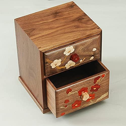 Caixa de armazenamento de madeira maciça de 2 camadas de madeira de mesa de madeira de mesa de madeira de armazenamento