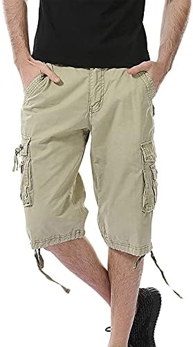 Moda de shorts masculinos de moda de cor sólida de coloração de bolso de algodão de cargo de algodão shorts