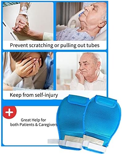 LMARAY 2 PCS Demência Luvas de restrição manual, luvas de segurança respirável Anti -Scratch para pacientes idosos