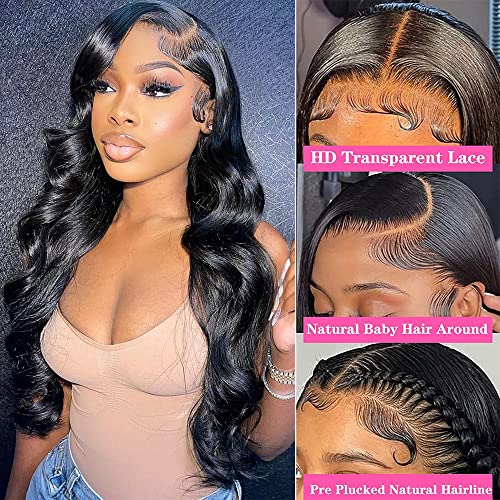 360 Wave Body Lace Full Wigs Cabelo Humano 180 Densidade HD Wigs de onda corporal transparente pré -arrancados com cabelos