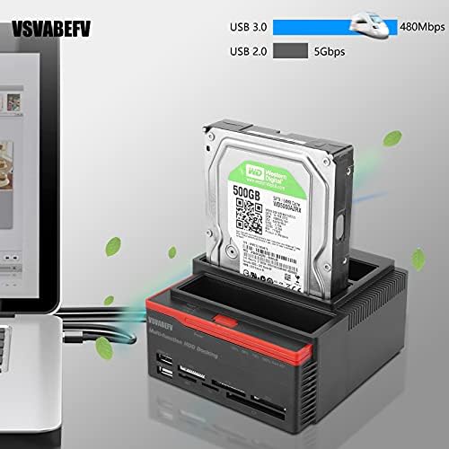 VSVABEFV HDD DOCKKING ESTAÇÃO DO DISTÓRIO DO DISTORITO RUDO SATA Gabinete do disco rígido 2,5 /3.5 USB 3.0 a 2 portas