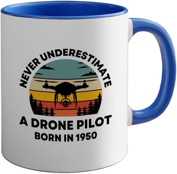Bubble Abraços 1950 Aniversário 2 TONO AZUL TRUMA 11oz, Drone Pilot Nascido em 1950 - Drone Pilots Aviação RC Quadcopter Operador