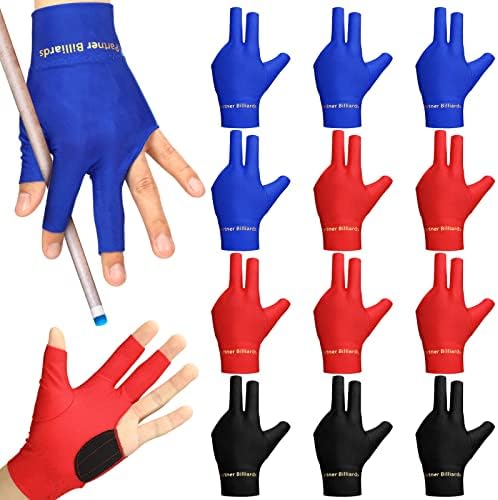 Junkin 15 PCs 3 dedos Luvas da piscina Billiard Luve Elastic Shooters Snooker Cue Luvas esportivas mostram luvas de