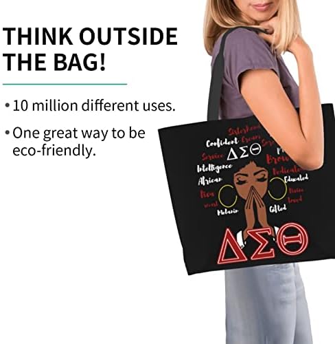 Delta-Sigma Shop Tote Bag Sorority Parafernália Presentes Reutilizáveis ​​Para Mulheres Meninas Trabalho de Viagem para