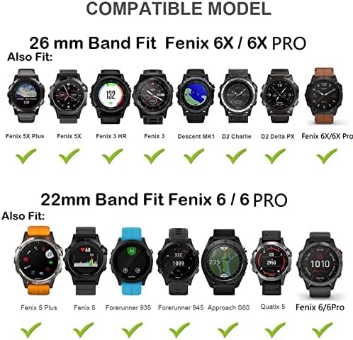 EGSDSE O NOVO 26 22 22mm de faixa de vigilância para Garmin Fenix ​​6x 6 6s Pro 5s mais 935 3 hr relógio de liberação rápida