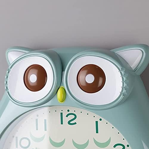 Aiojy Cartoon Owl Wall Relógio Cute Kids Room Decoração 3D relógio mudo que não é de som de lida fácil de ler com cauda em movimento para o quarto da cozinha em casa