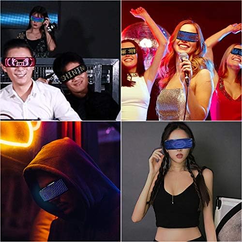 Óculos brilhantes personalizáveis ​​em cores, Bluetooth programável 4.0 RGB FullColor Glowing LED óculos, Estilo futuro recarregável