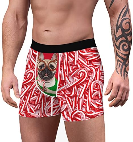 Neferlife Christmas Long Leg Boxer Briefs Para homens, masculinos engraçados de roupas íntimas esportes respiráveis ​​Briques suaves Gag Presentes para homens Feliz Natal, cuecas de algodão para homens