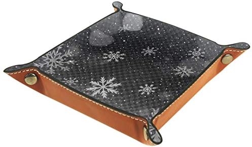 Lyetny Grey Snowflake Organizer Bandeja Caixa de armazenamento Bandeja de mesa de mesa Caddy Alterar a carteira de caixa de moeda de caixa de moeda de caixa de armazenamento de bandeja, 20.5x20.5cm