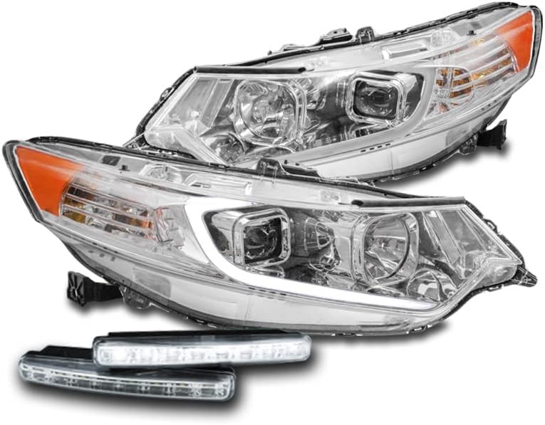 ZMAUTOPTS LED TUBO CHROMO DE PROJETOR DO PROJETOR DE PROJETORES Lâmpada com luzes DRL de 6 LED brancas para 2009-2014 Acura TSX