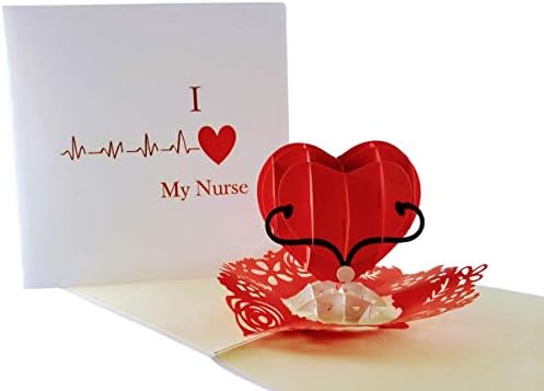Igifts e cartões únicos I Heart My Nurse 3D Pop-up Cartão de felicitações-obrigado, feliz aniversário, apreciação, parabéns,