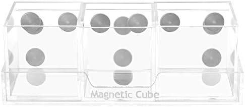 Mygift Premium Clear acrílico magnético Apatação seca marcador e material de armazenamento de escritório, conjunto de 4 peças inclui 1 bandeja e 3 caixas em cubos