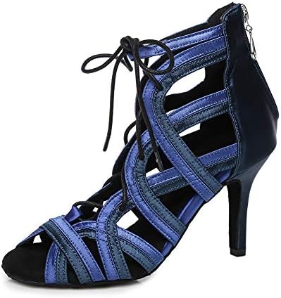 AOQUNFS Feminino de peep tango salsa salão de salão alto sapatos de dança latina no tornozelo de tornozelo com zíper,