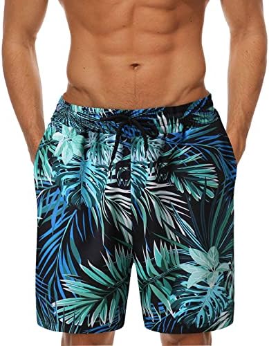Thorts de tábua de verão zddo para homens folhas havaianas estampas florais troncos de natação soltos shorts de praia de natação casuais soltos