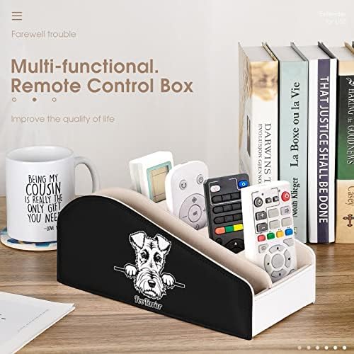 Fox Terrier Remote Control Holder PU Organizer Box com 6 Compartamentos Caixa de armazenamento para quarto da sala de estar