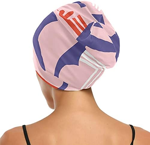 Skull Cap boné de tampa do sono para chapéu de capô para mulheres listradas geométricas modernas rosa dormitório Capéu de cabelo