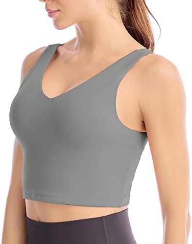 Sweelivin Sports Sports Sports para mulheres com tanques de tanques acolchoadas sem costura Tops de ioga Tops de treino de colheita