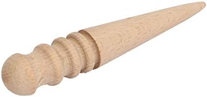 X-Dree redondo arestão de madeira lisante Kahki 25mm x 155mm para couro (borda redonda de borda lisante kahki 25mm