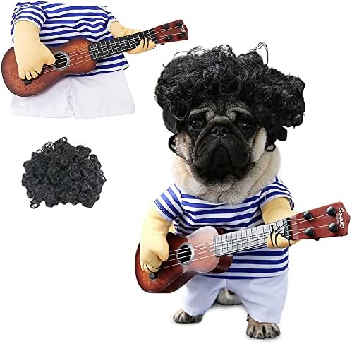Idepet Pet Halloween fantasia de guitarra engraçada para cães vestindo roupas de estimação de roupas para filhotes pequenos