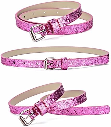 Pinra 4 Pack Kids Belts For Girls Leather Skinny cintura cinto brilhante Glitter Patent Witch Band Belt Gift