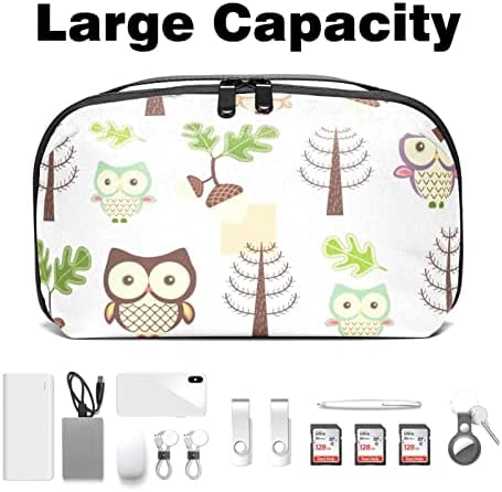 Bolsa de organizador eletrônico portátil Bolsa Bolsa Trendetter Owl Sagão de armazenamento de cabo para discos rígidos, USB, cartão SD, carregador, banco de energia, fone de ouvido