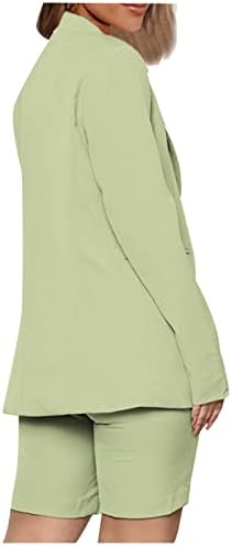 Mint Lime Green Fin Thin Two Peça Perna reta Plain Work Office Roupa Blazer Sets para shorts femininos Blazers Coats Sets Ladies 2023 S