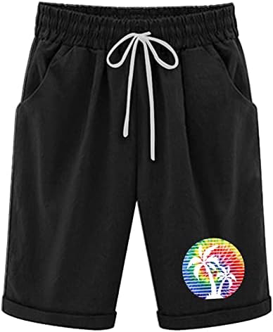 Bermuda shorts para mulheres casuais no joelho de verão de altura shorts de jersey com bolsos salões folgados