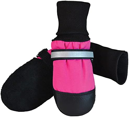 Muttluks originais de botas de cães forradas-meias quentes e aconchegantes para cães, filhotes-botas de estimação elásticas e ajustáveis-solas