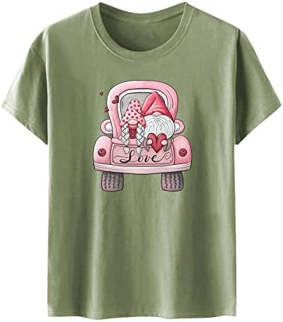 Camisas do dia dos namorados para mulheres gnome fofas de manga curta túnica túnica de verão camisetas gráficas camisetas casuais