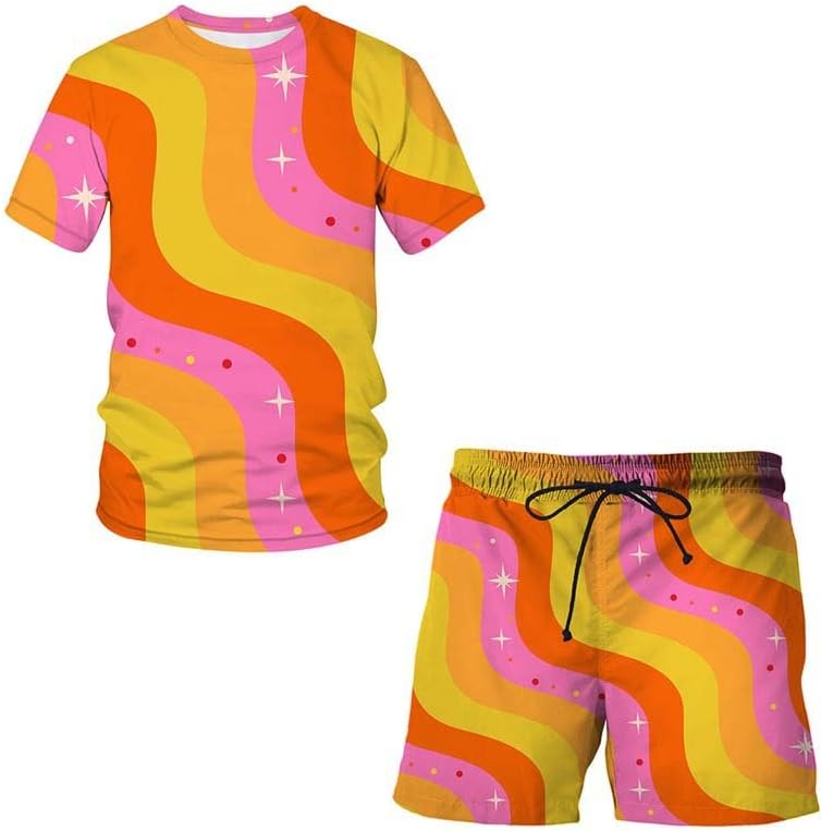 Men Tie Dye Dye 3D Impressão digital Ruaco para homens, roupas de 2 peças Conjunto esportivo