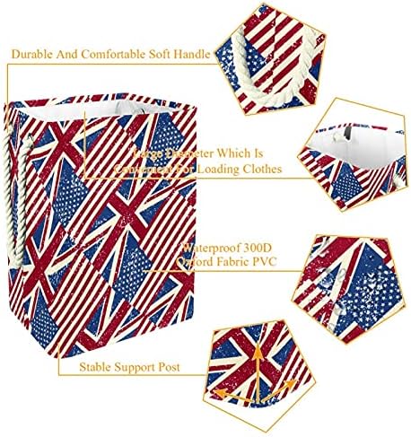 Indither American Bandle American Lavanderia cesto de roupas prejudiciais à prova d'água cesta de roupas para roupas de brinquedos de roupas, decoração para o quarto de quarto de quarto