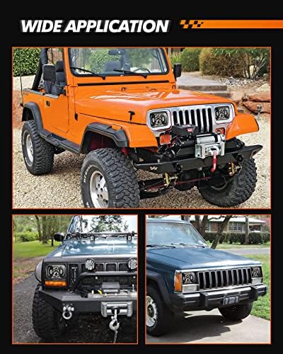 Sealight Anti-Glare 5x7 7x6 LED faróis com sinal de giro DRL Alta/baixa viga H6054 Farol retangular de feixe selado LED para Wrangler YJ Cherokee XJ, 2pcs