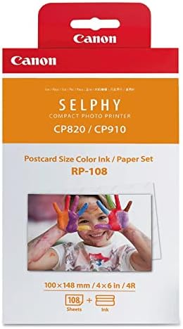 2 pacote Canon RP-108 Conjunto de tinta/papel de alta capacidade de alta capacidade projetado para impressoras Selphy CP910/CP820/CP1200