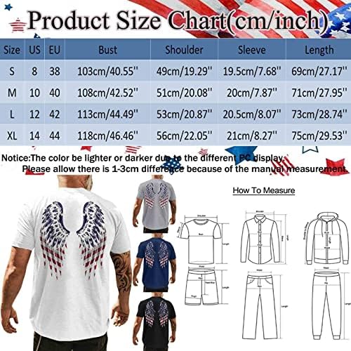XXBR DIA Independência T-shirts de manga curta para homens, asas de verão impressas Slim Fit Crewneck básico Casual Casual Tops