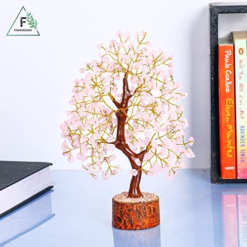 Fashionzaadi Feng Shui Tree, Rose Quartz Crystals - Decoração da sala de cristal, Tree de pedras preciosas - pedras e cristais,