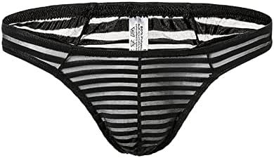 Tangas para homens, cuecas masculinas Roupa íntima elegante listrada sexy de baixo aumento de microfibra G-Strings Breathable