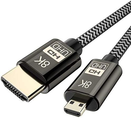 Cablecc Micro HDMI para HDMI 2.1 Ultra-HD UHD 8K 60Hz 4K 120Hz Cabo 48Gbs HDMI Cord para o tablet de câmera 1,5m