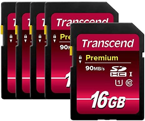 Pacote de 5 transcend 16 GB SDHC Class10 400x Cards de memória UHS-I
