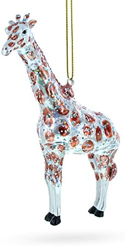 Ornamento de Natal de vidro de girafa brilhante